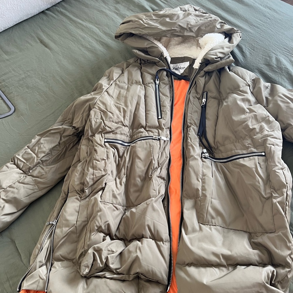 Army green puffer jacket